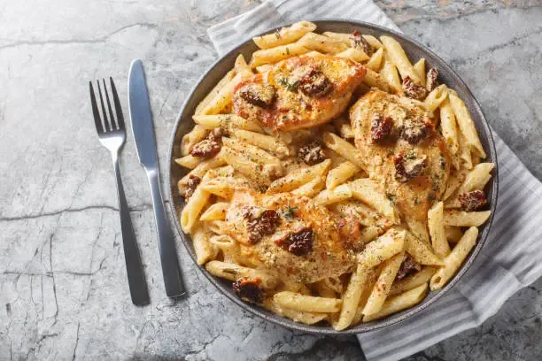 Whipped Ricotta One Pot Chicken Pasta with Sun-Dried Tomatoes